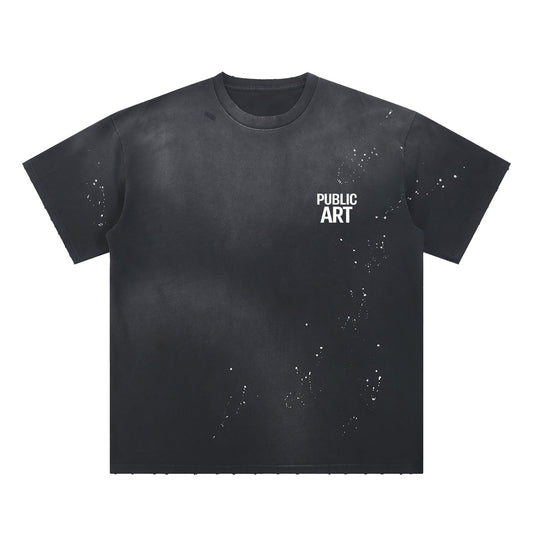 Hand Frayed Sunfade Paint Splatter T-shirt