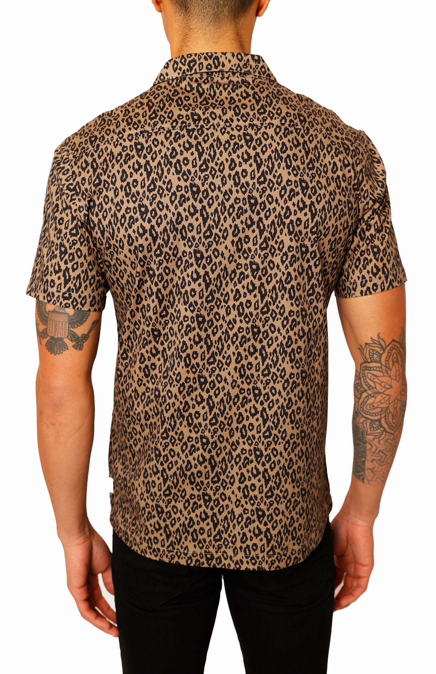 Leopard Print Spread Collar Shirt